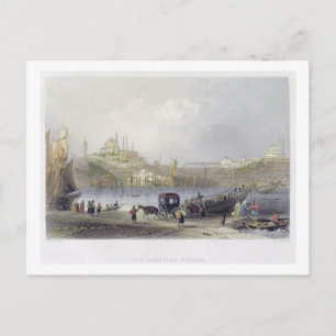 The Floating Bridge, Istanbul, engraved by J.C. Be Postcard