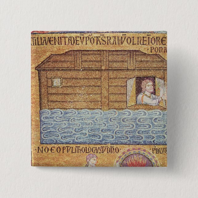 The Flood, from the Atrium, detail of Noah 2 Inch Square Button (Front)