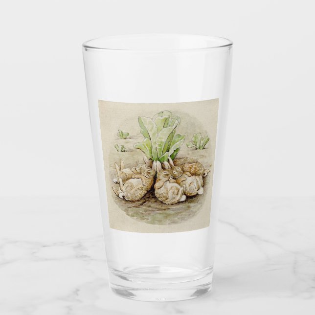 The Flopsy Bunnies Asleep (by Beatrix Potter) Glass (Front)
