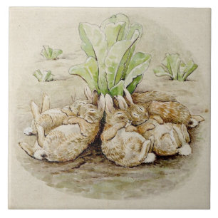The Flopsy Bunnies Asleep (by Beatrix Potter) Tile