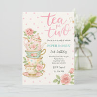 Thé Floral Rose Pour Deux Invitation Anniversaire