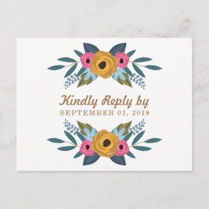 The Floral Wreath White Wedding Collection Invitation Postcard