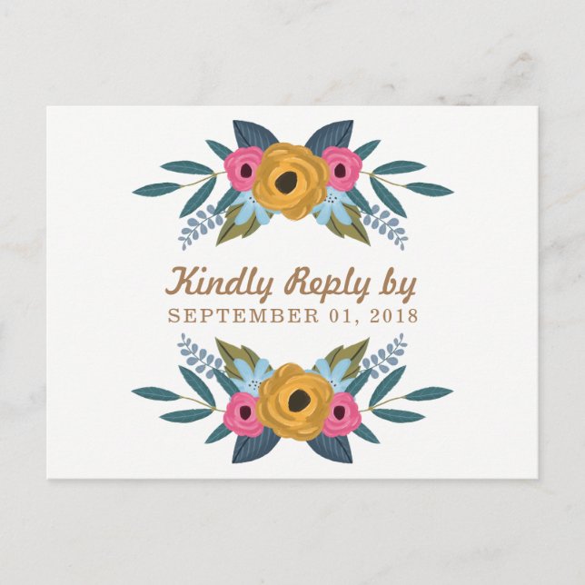 The Floral Wreath White Wedding Collection Invitation Postcard (Front)