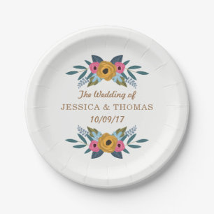 The Floral Wreath White Wedding Collection Paper Plate