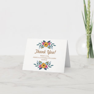 The Floral Wreath White Wedding Collection Thank You Card