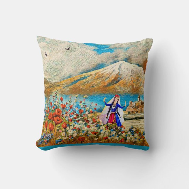 The Flower Girl Throw Pillow (Front)