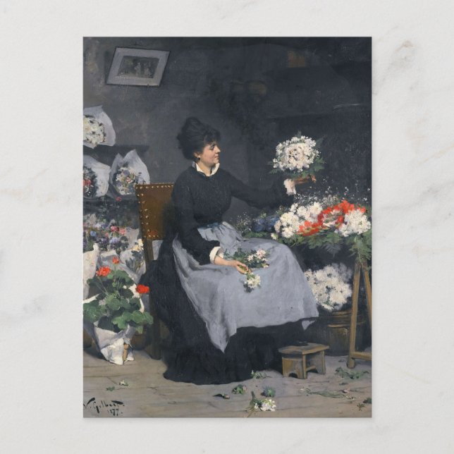 The Flower Merchant | Victor Gabriel Gilbert Postcard (Front)