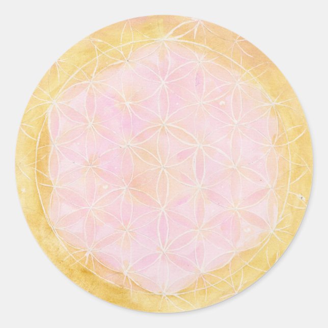 The Flower of Life -Pink & Gold- Sticker (Front)