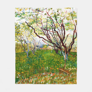 The Flowering Orchard (1888) by Vincent Van Gogh Fleece Blanket