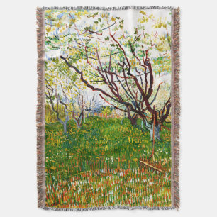 The Flowering Orchard (1888) by Vincent Van Gogh Throw Blanket