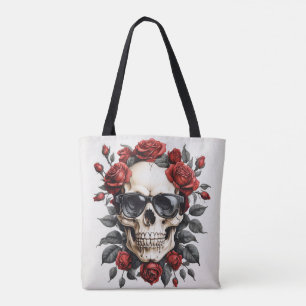 the flowering skull tote bag
