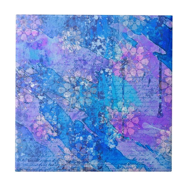 The Flowers Grow in Sapphire Pond Tile (Front)