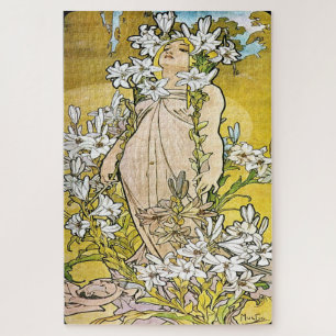 The Flowers - Lily: An Art Nouveau by Mucha  Jigsaw Puzzle