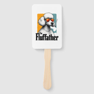 The Fluffather Poodle Vintage Funny Dog Mafia Vect Hand Fan
