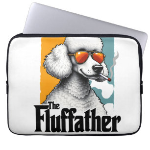 The Fluffather Poodle Vintage Funny Dog Mafia Vect Laptop Sleeve
