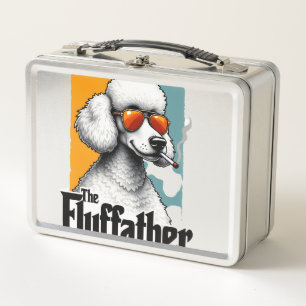 The Fluffather Poodle Vintage Funny Dog Mafia Vect Metal Lunch Box