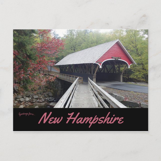 The Flume Covered Bridge New Hampshire Postcard (Front)