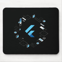The Flutter logo from I/O 2018 on a mousepad!