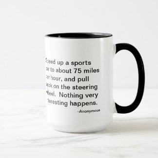 The flyer's riddle, sports car or airplane? mug