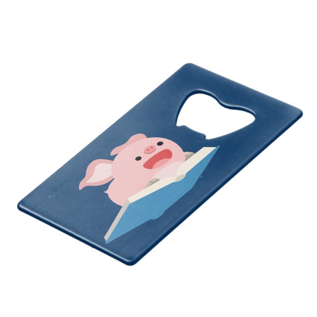 The Flying Book and Cartoon Pig Bottle Opener Credit Card Bottle Opener (Front Angled)
