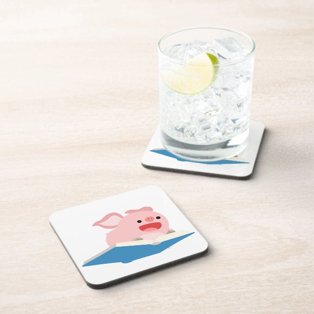 The Flying Book and Cartoon Pig Coasters Set (Right Side)