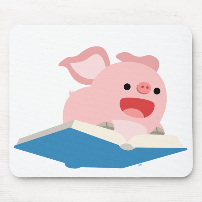 The Flying Book and Cartoon Pig Mousepad (Front)