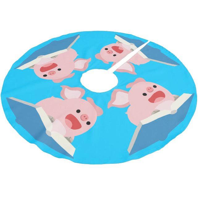 The Flying Book and Cartoon Pig Tree Skirt (Angled)
