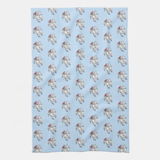 The Flying Christmas Goat Kitchen Towel (Vertical)