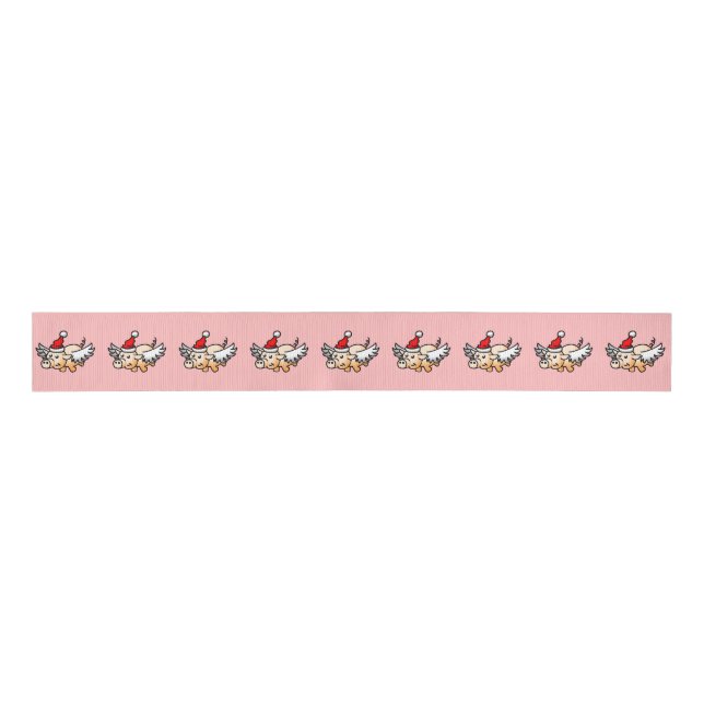 The Flying Christmas Pig Grosgrain Ribbon (Front)