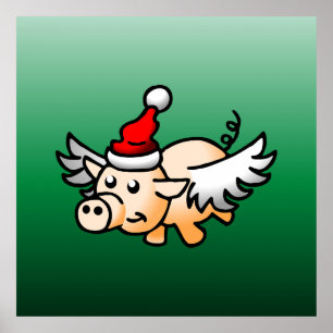 The Flying Christmas Pig Poster