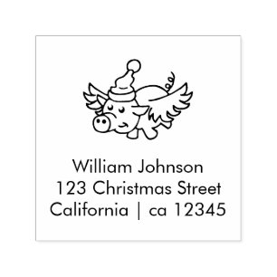 The Flying Christmas Pig Self-inking Stamp