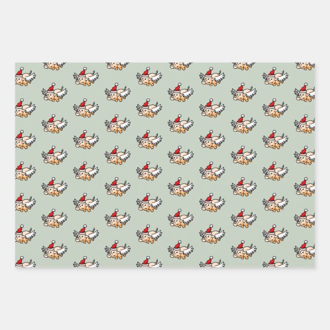 The Flying Christmas Pig Wrapping Paper Sheet (Front)