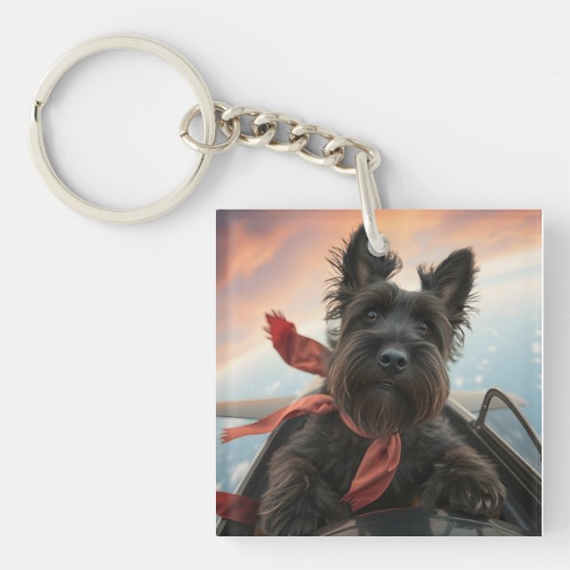 The Flying Scottish Terrier Dog Keychain (Front)