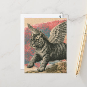 The Flying Tiger Mixed Media Collage Postcard