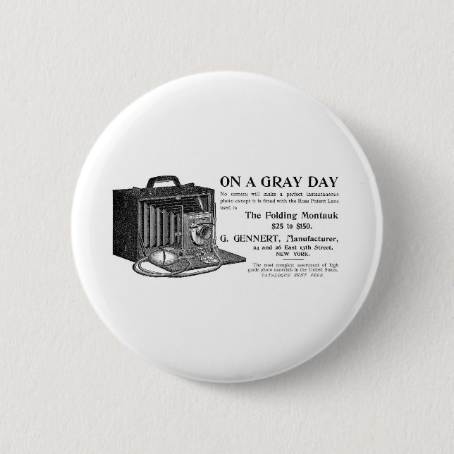 The Folding Montauk Camera 2 Inch Round Button (Front)