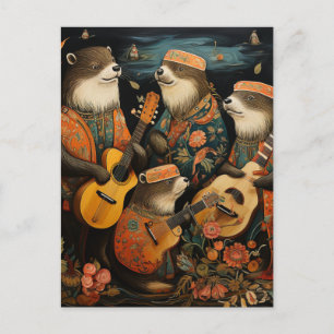 The Folk Art Otter Band Postcard