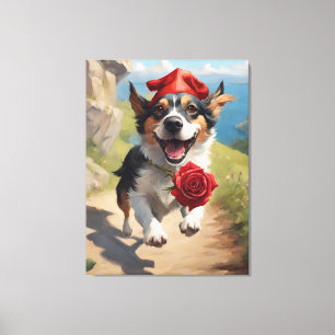 The fool from the tarot card, in the form of a dog canvas print