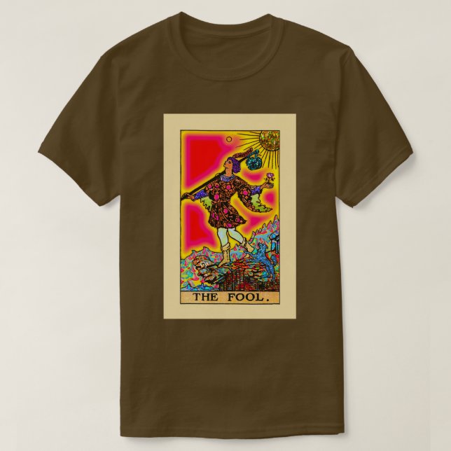 The Fool Psychedelic Tarot in Rainbow T-Shirt (Design Front)