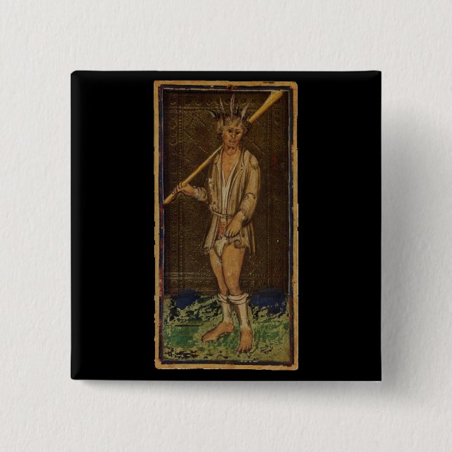 The Fool Tarot Card 2 Inch Square Button (Front)