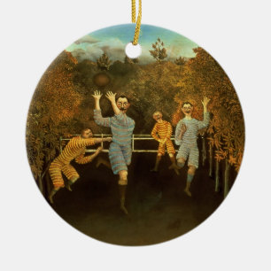 The Football players,1908 (oil on canvas) Ceramic Ornament