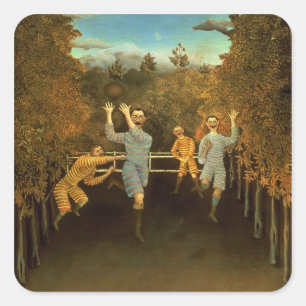 The Football players,1908 (oil on canvas) Square Sticker