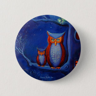 "The Forest At Night:" Owl art button