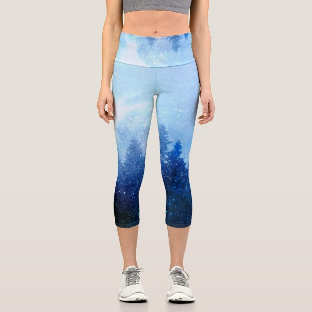 The forest awakens from the mist capri leggings (Front)