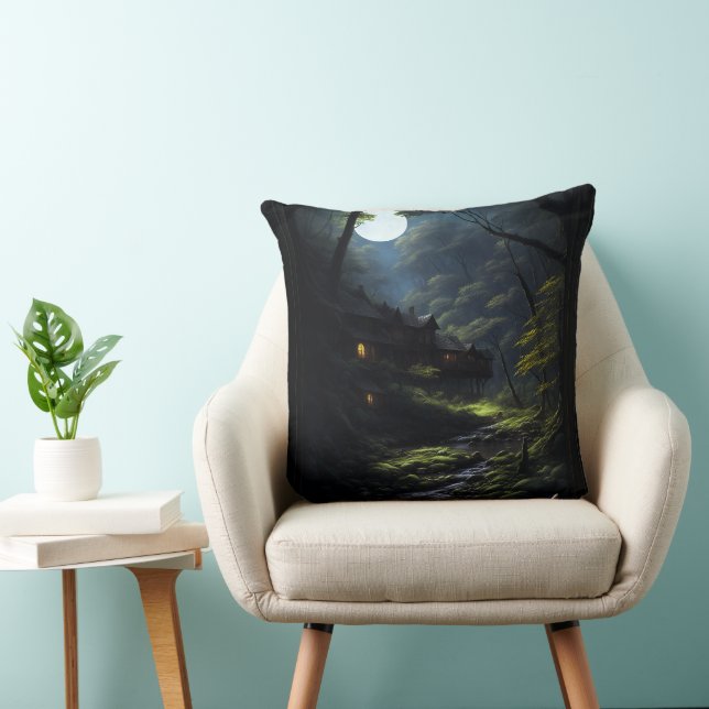 The Forest Dwellers AI Concept Art by Xzendor7 Throw Pillow (Chair)