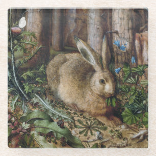 The Forest Hare,Antique Wildlife Paintings Glass Coaster