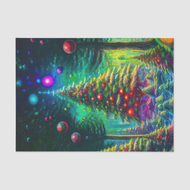 The Forest of Christmas Trees with Ornaments  Tissue Paper (Front)