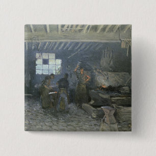 The Forge at Marly-le-Roi, Yvelines, 1875 2 Inch Square Button