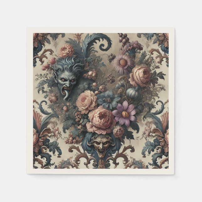 The Formal Fiends – Gothic Floral Design Napkin (Front)