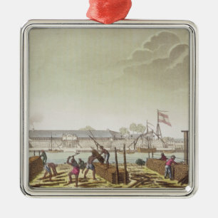 The Fort at Batavia with Native Loggers, plate 50 Metal Ornament