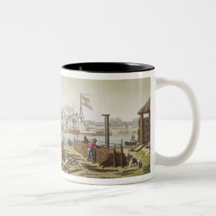 The Fort at Batavia with Native Loggers, plate 50 Two-Tone Coffee Mug
